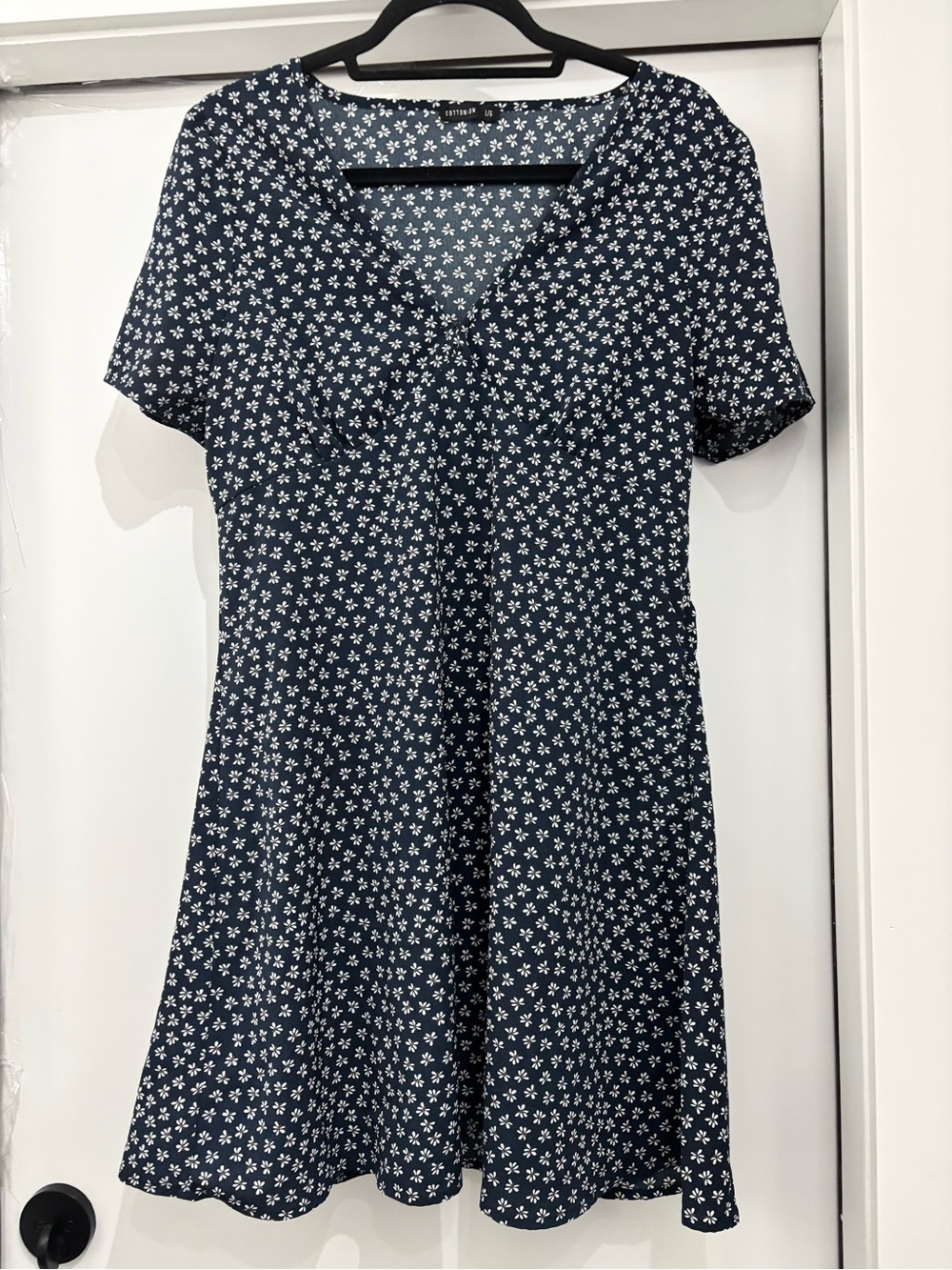 Cotton On Navy Daisy Fit & Flare Dress Size L